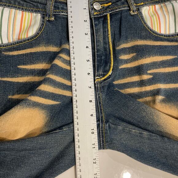 NWOT RAW BLUE LADY Jeans Women 13 Vintage Blue Brown Wash Capri Stripe Cuff - Picture 12 of 12